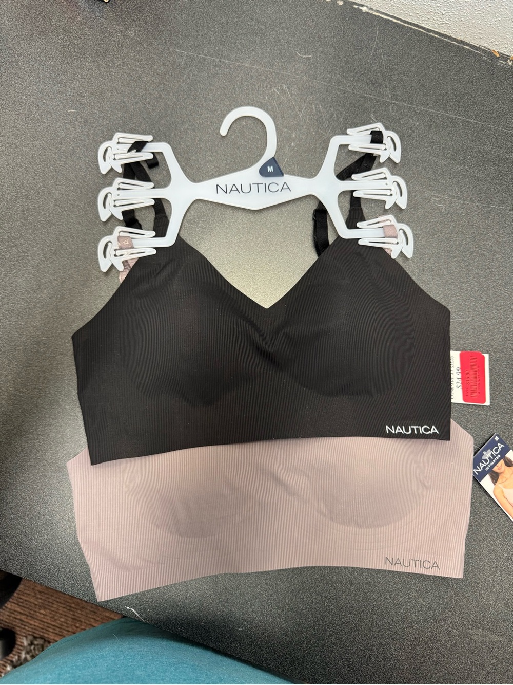 Nautica Dual-Pack Seamless Bralettes - Black & Mauve